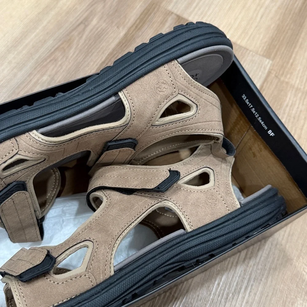 NEW in Box Sandals Ocean + Coast® Boulder Sport Sandals Men’s Tan Velcro Size 13